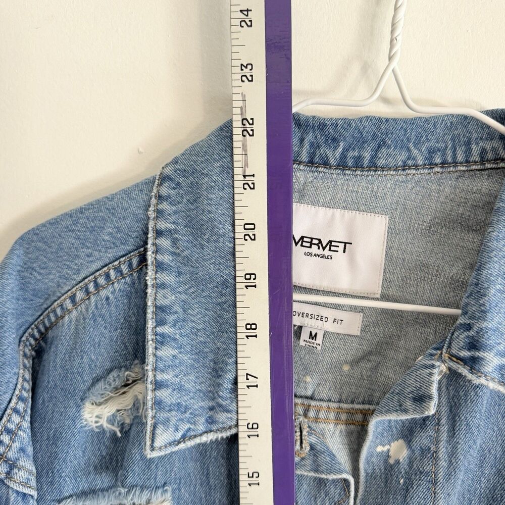 Vervet Los Angeles Women’s Denim Jacket Size Medium Oversized Distressed Dip Dye - Picture 7 of 11